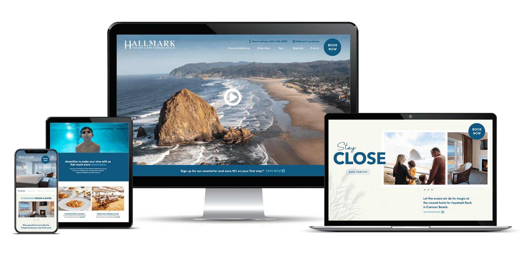 Hallmark website shown on desktop, laptop, tablet, and mobile.