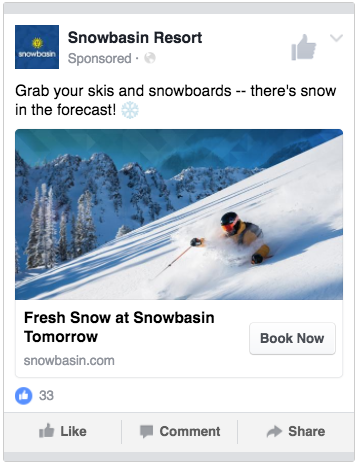 Snowbasin Resort - Snow in the forecast ad