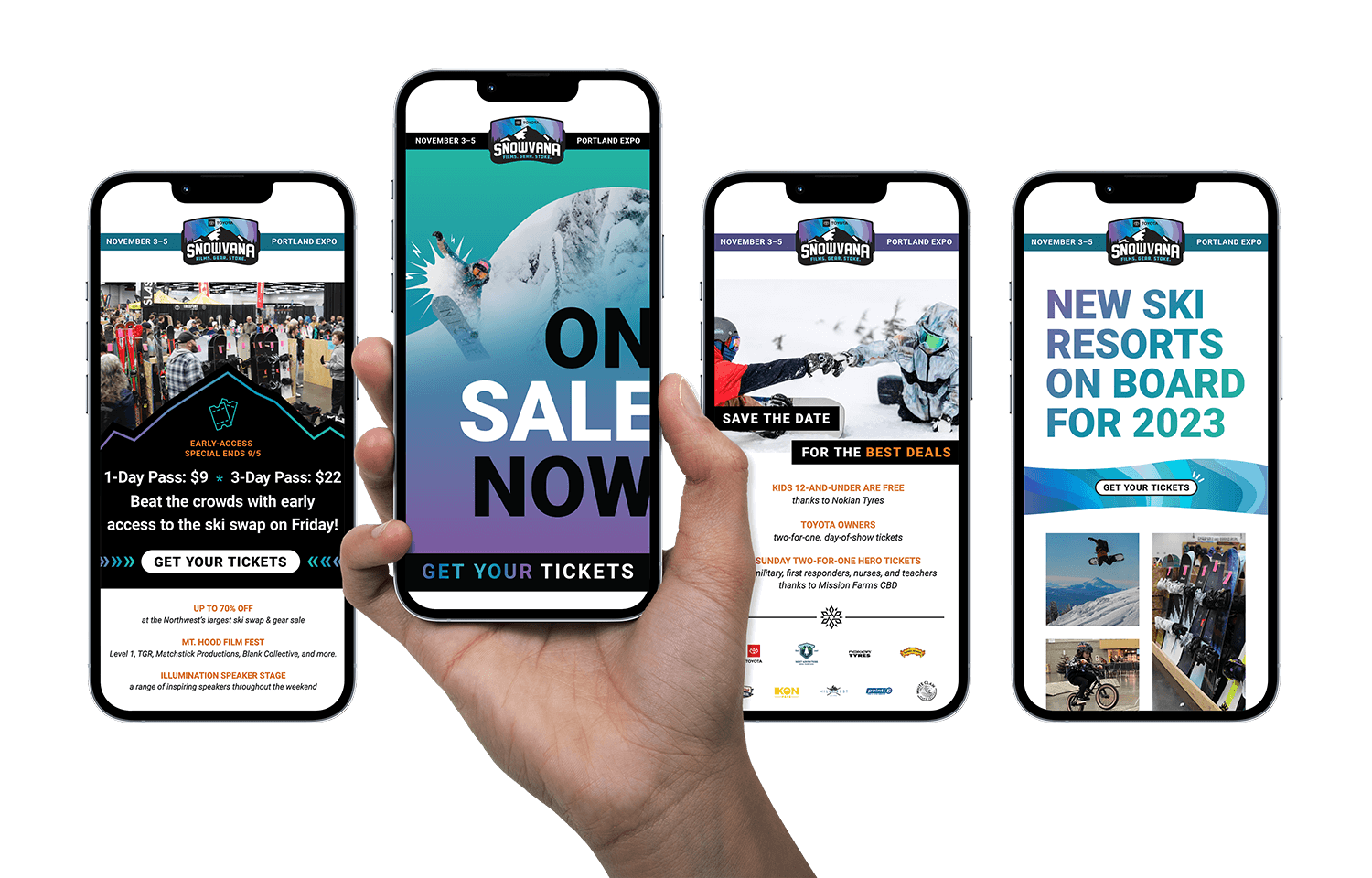 Snowvana Emails on mobile devices